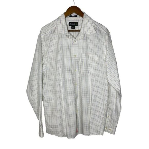 Eddie Bauer Yellow Blue Plaid Casual Button Up Long Sleeve Size L Men - Picture 1 of 6